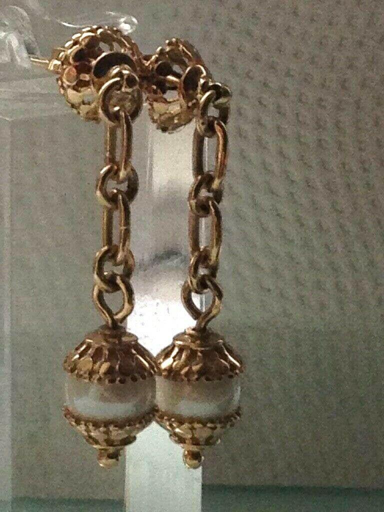 Baroque Revival 9ct Gold Pearl Earrings For Sale