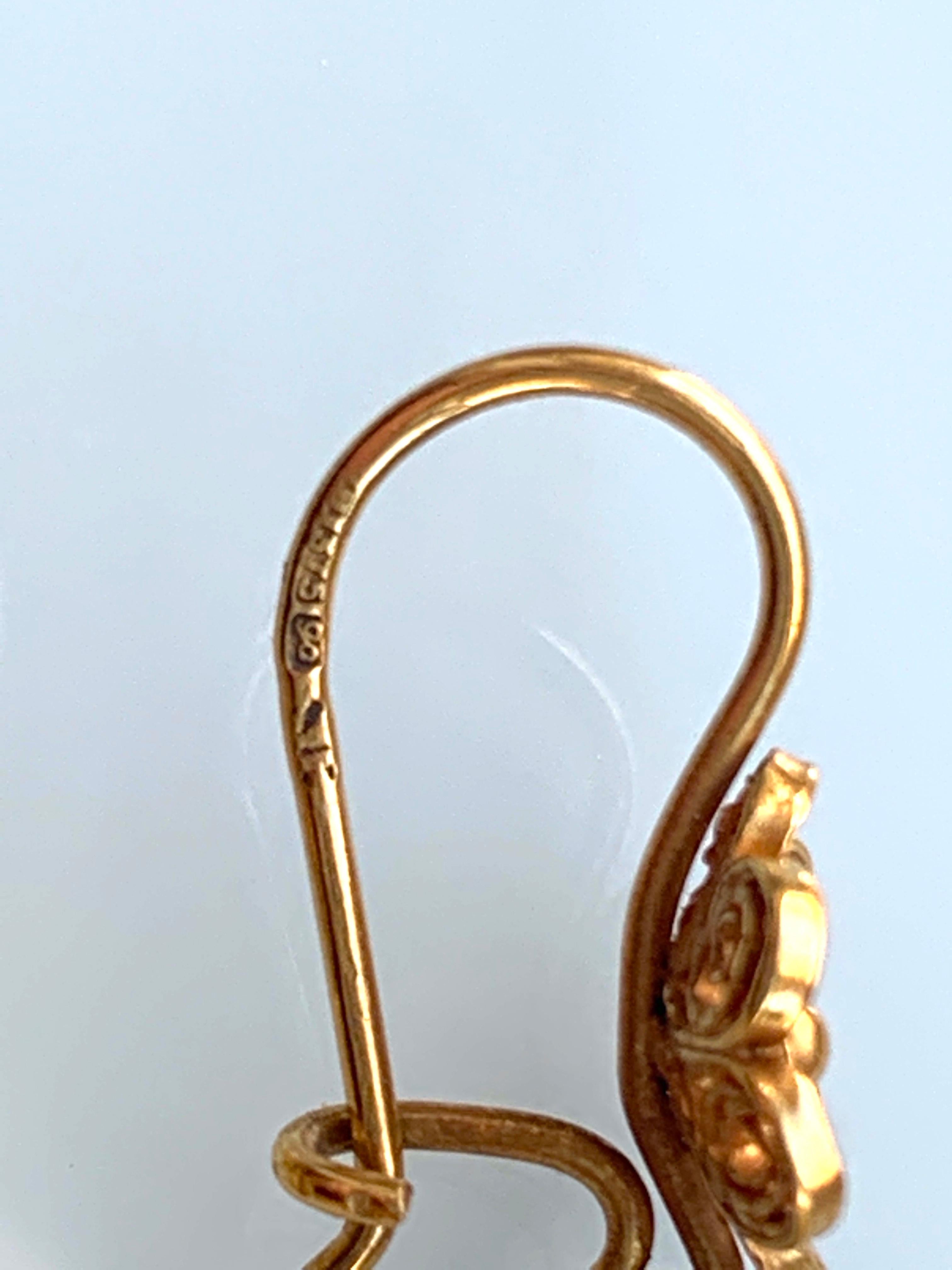 9ct 375 Gold Portuguese Filigree Bomb Drop Earrings 2