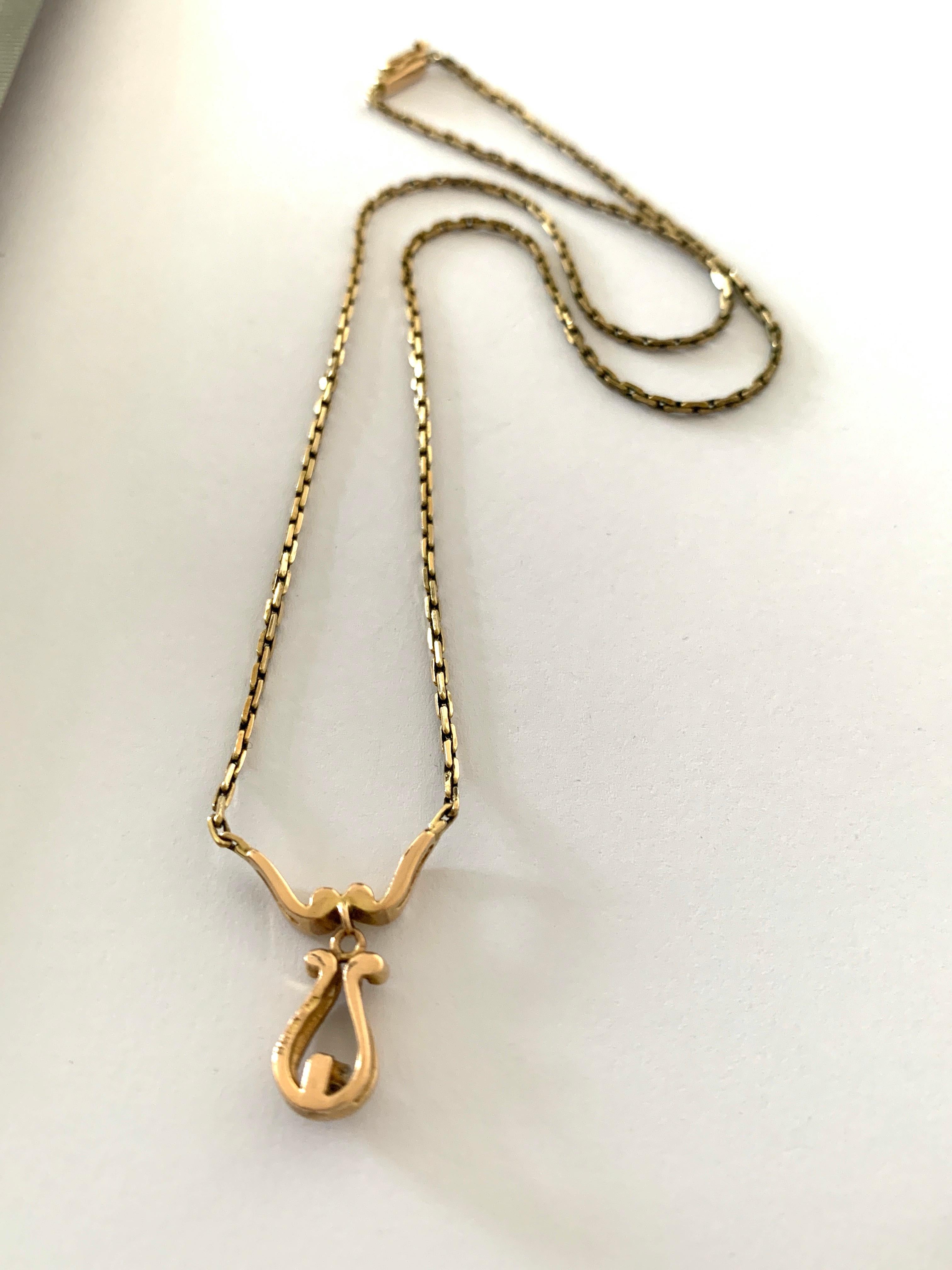 9ct 375 Gold Tiny Dia. Set Necklace For Sale 3