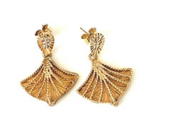 9ct 375 Gold Vintage Fan Earrings