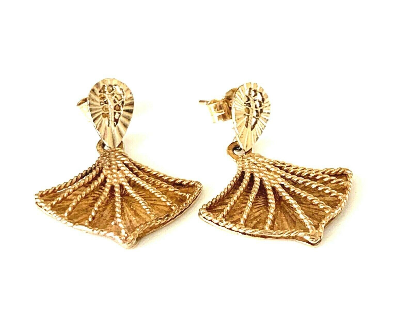 gold fan earrings