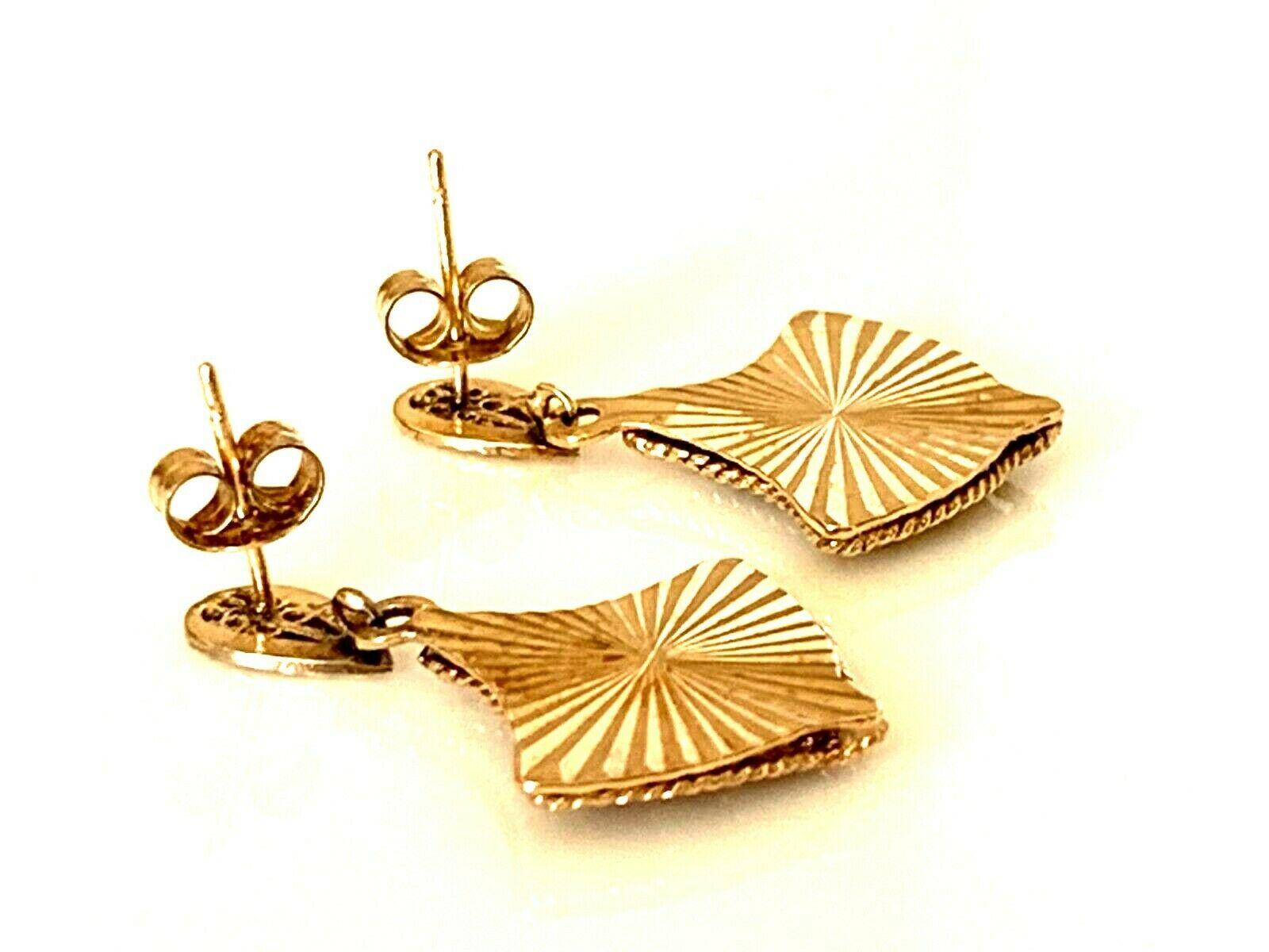 Egyptian Revival 9ct 375 Gold Vintage Fan Earrings For Sale