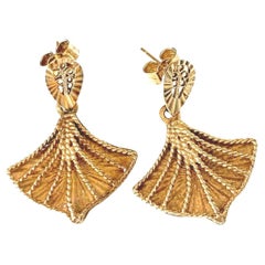 9ct 375 Gold Vintage Fan Earrings