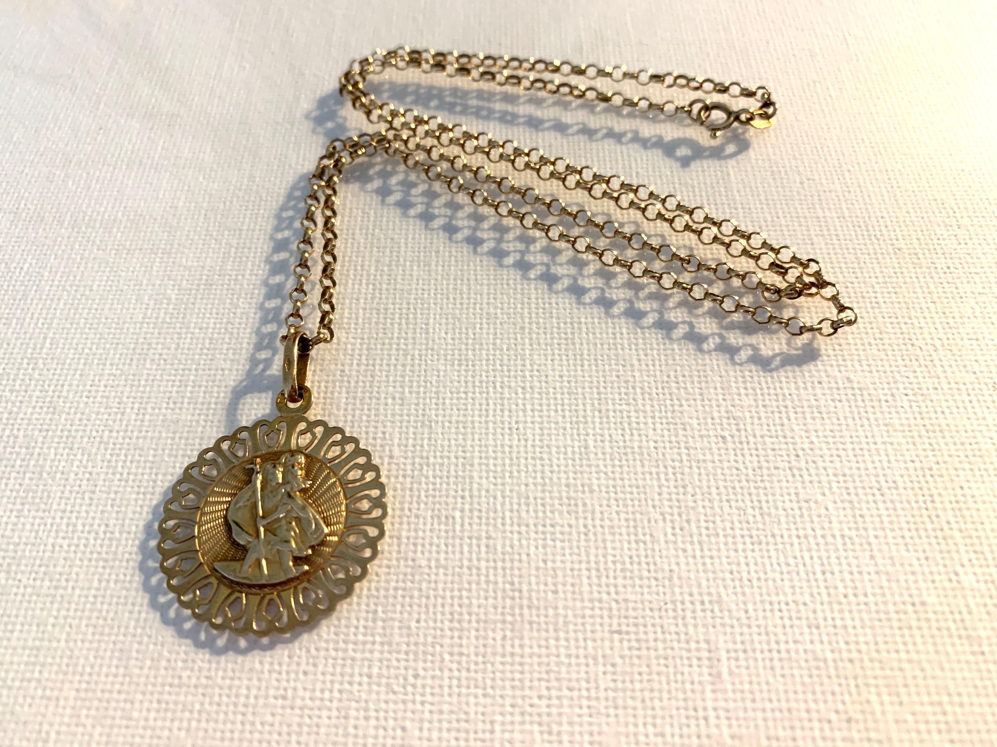 Chaîne en or 9ct 375 Vintage St.Christopher & 9ct Gold 21
