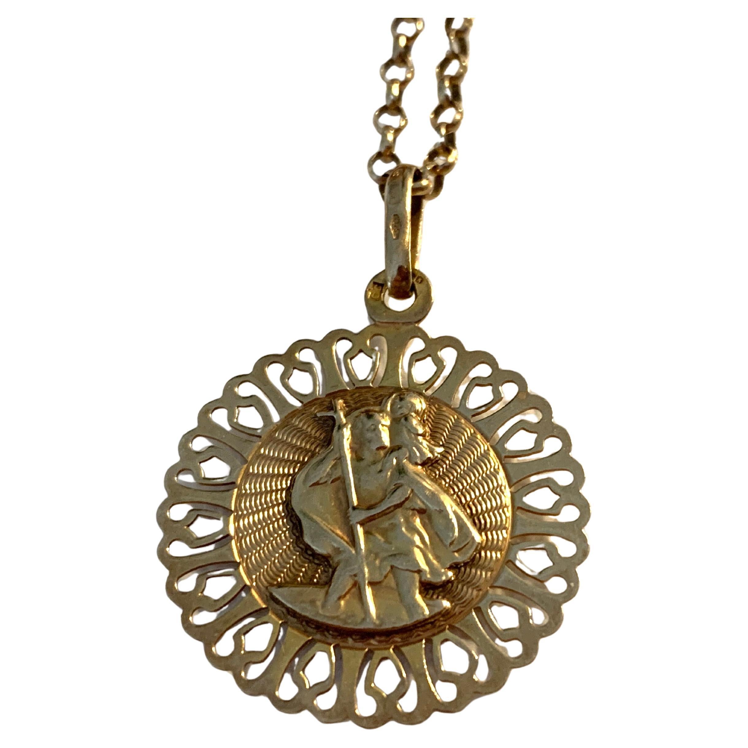 9ct 375 Gold Vintage St.Christopher & 9ct Gold 21" Chain