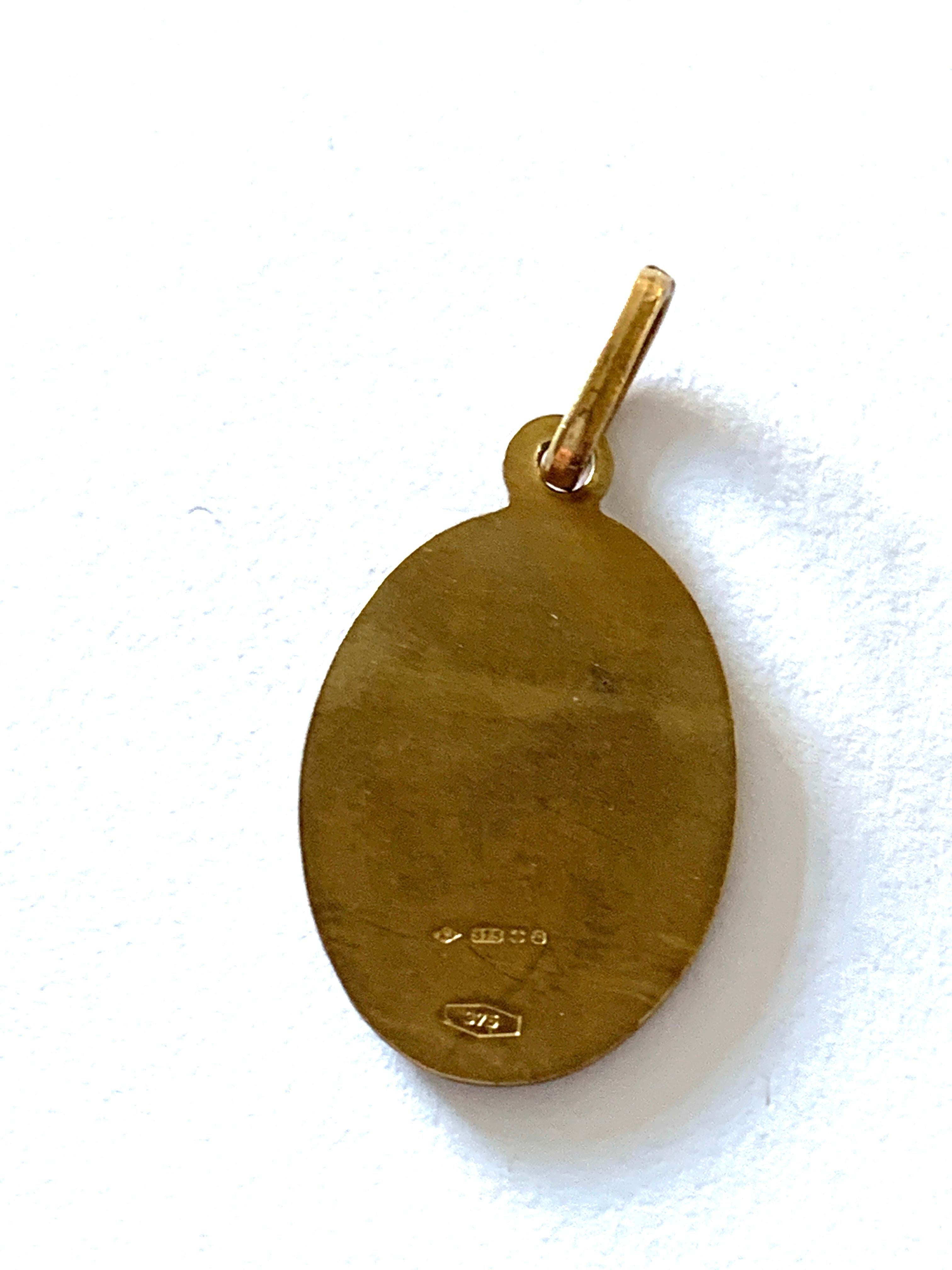 Women's or Men's 9ct 375 Gold Vintage St.Christopher Pendant  For Sale
