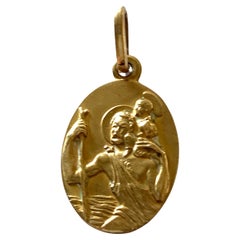 9ct 375 Gold Retro St.Christopher Pendant 