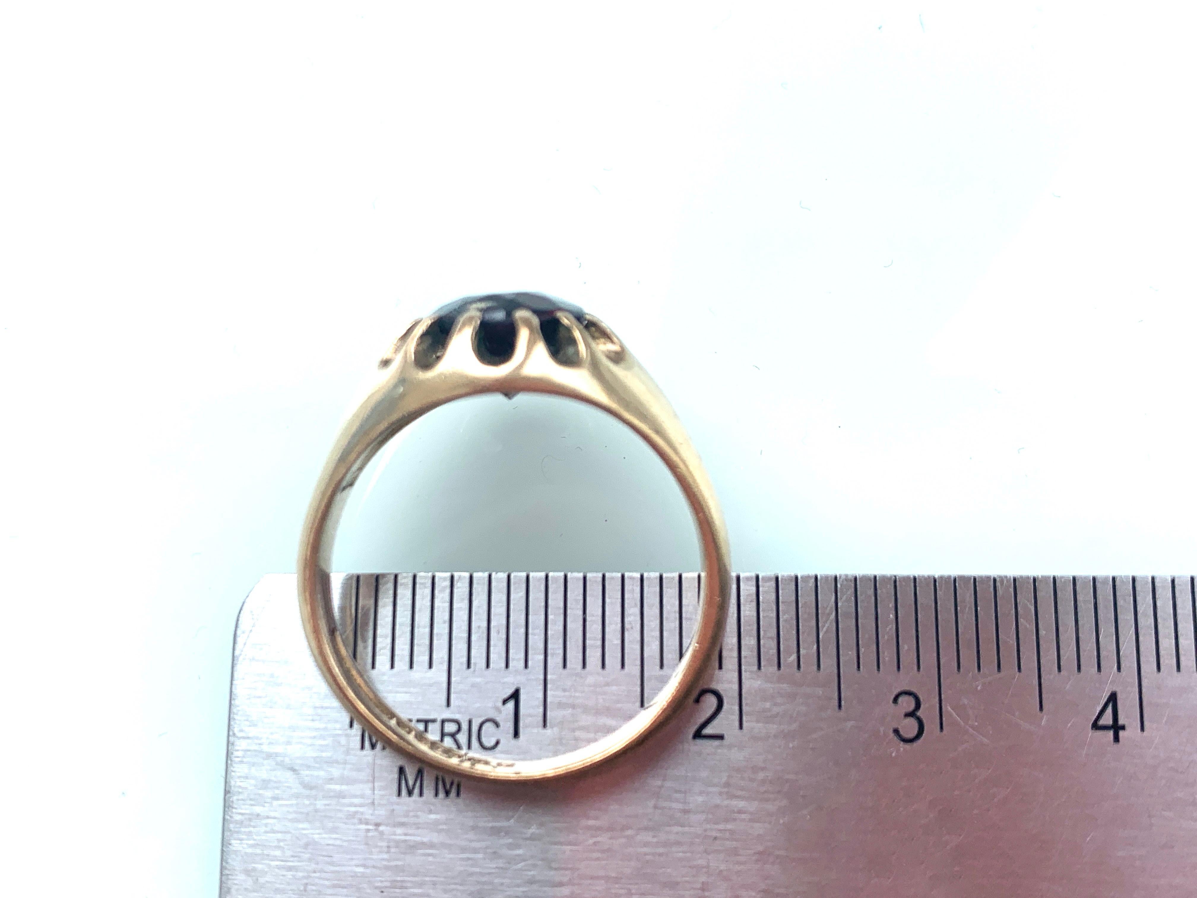 9ct 375 Gold Wine Red Stone Ring, 1950s 1