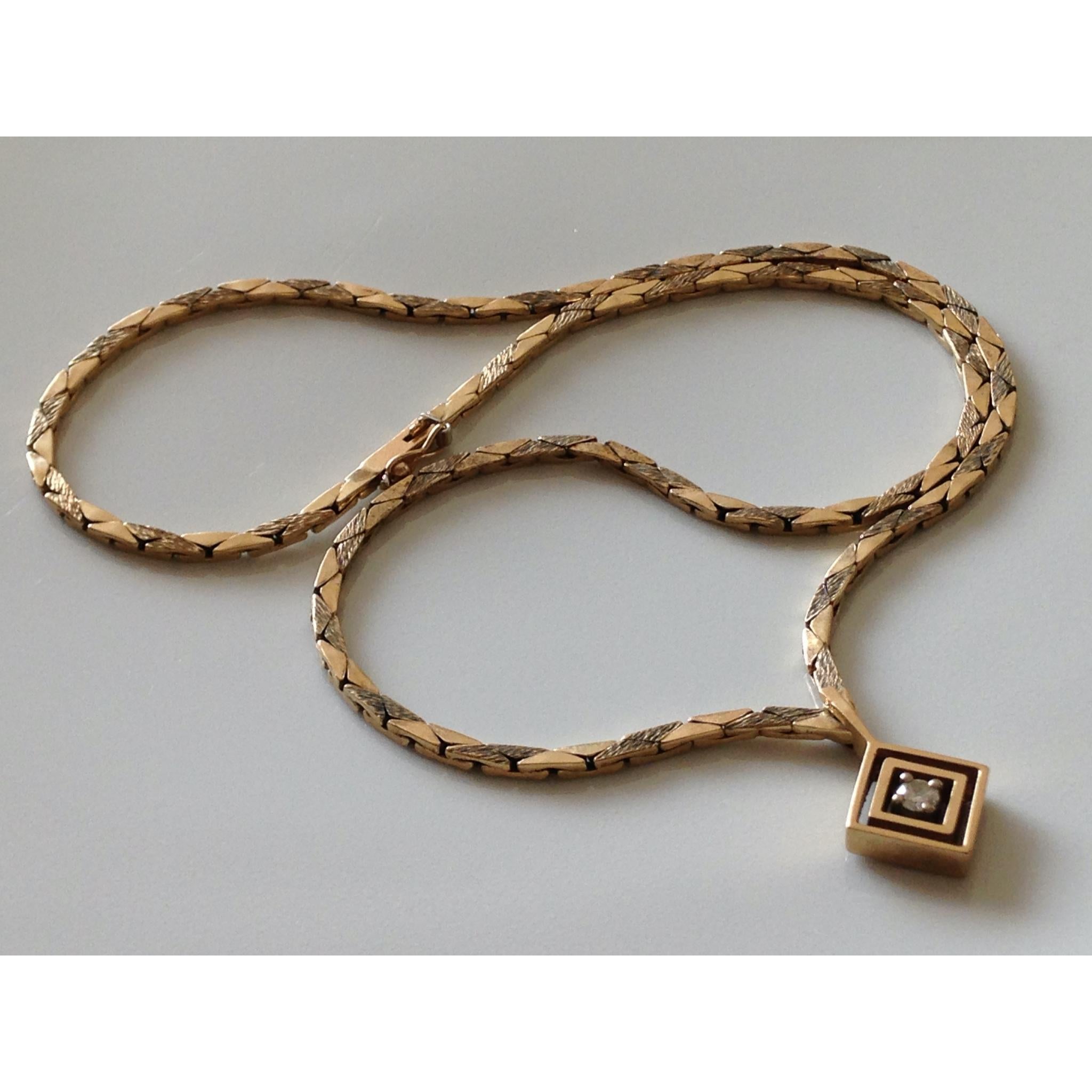 9 Karat Gold Diamant-Halskette  im Zustand „Gut“ im Angebot in London, GB