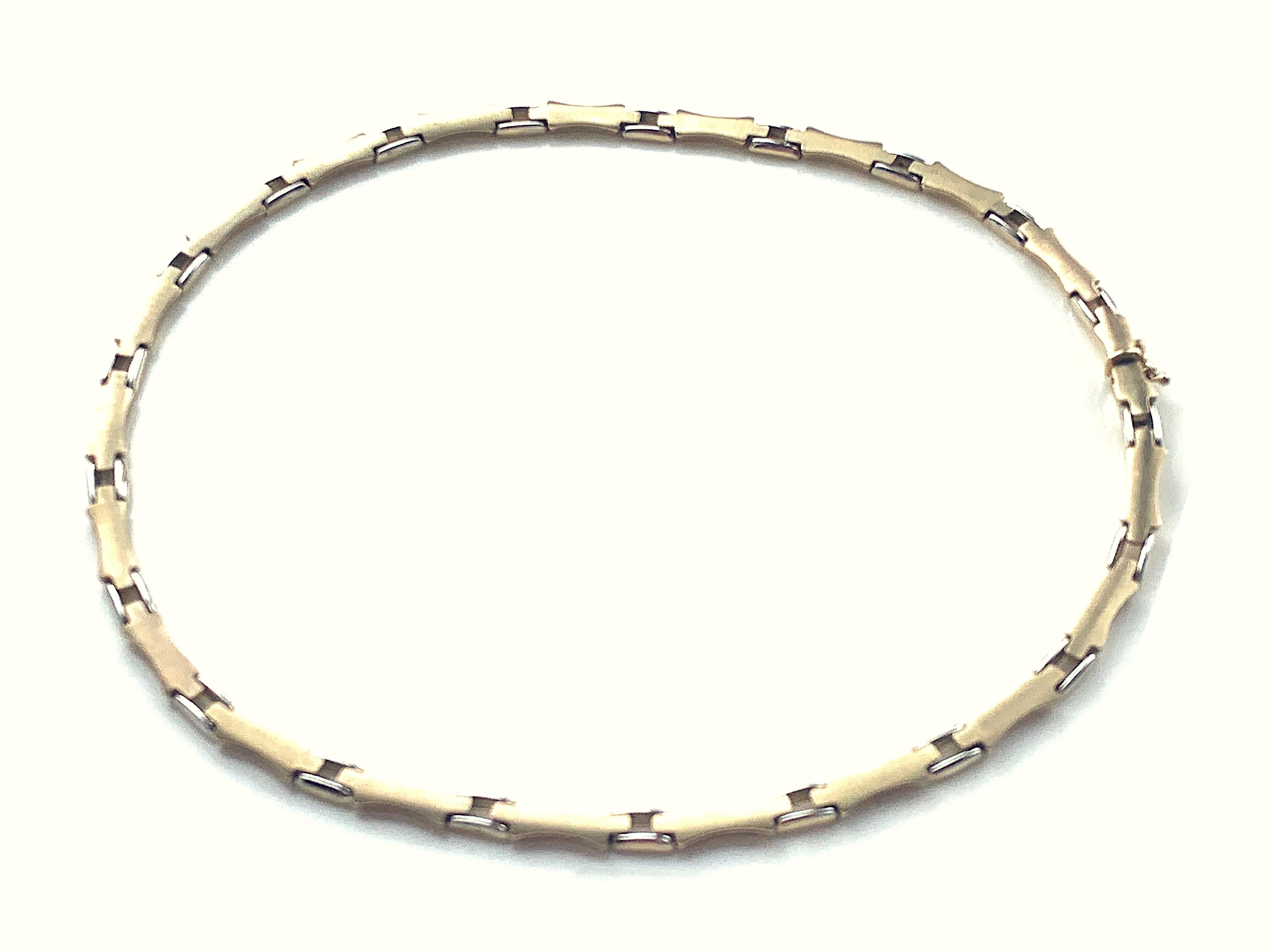 9ct 375 Yellow & White Gold Link Necklace For Sale 4