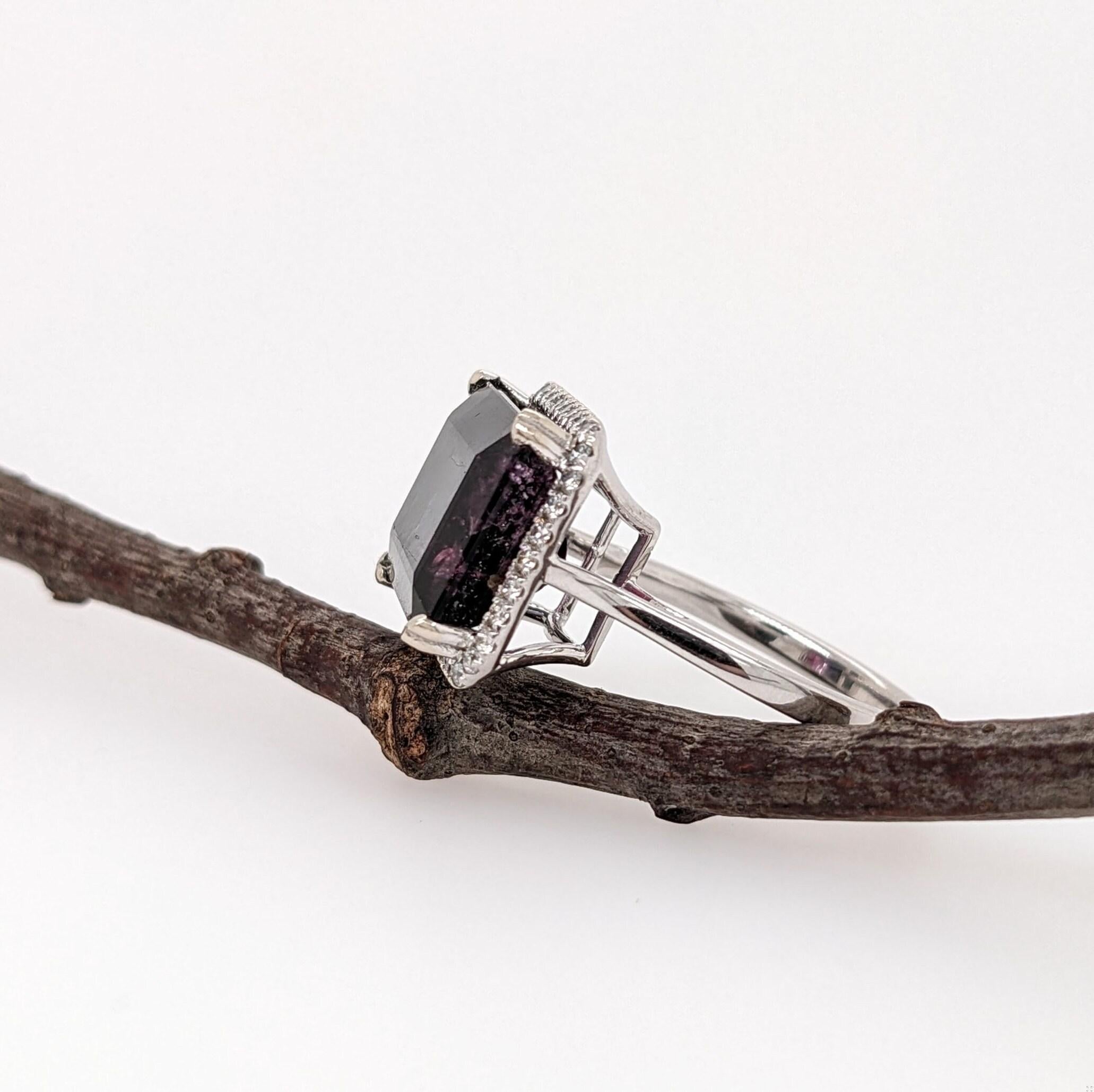 9ct Bi-color Tourmaline Ring w Earth Mined Diamonds in Solid 14k Gold EM 15x11mm In New Condition For Sale In Columbus, OH