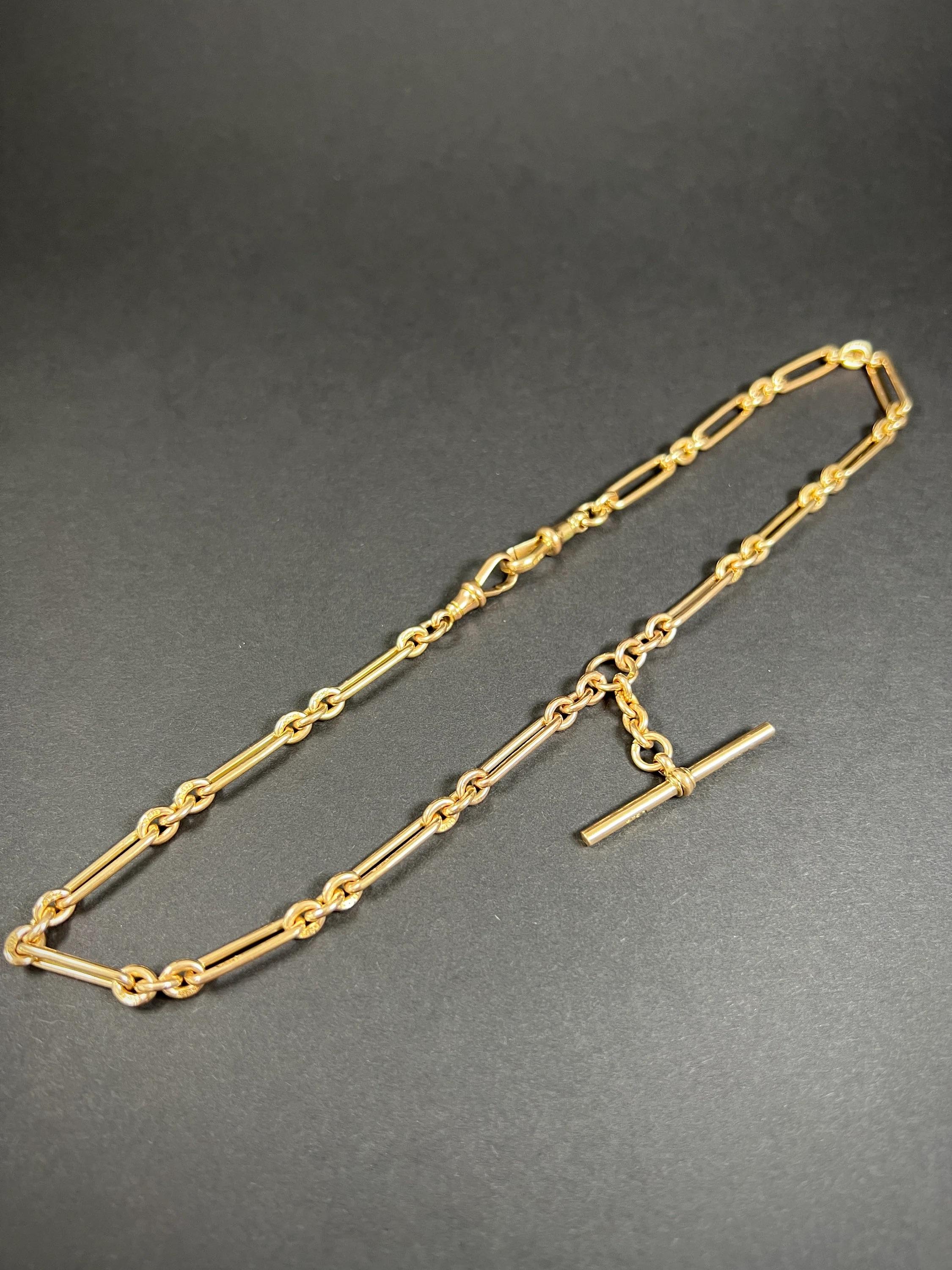 9ct Gold 17 Inch Fancy Trombone Link Albert Chain Hallmarked Birmingham 1923 7