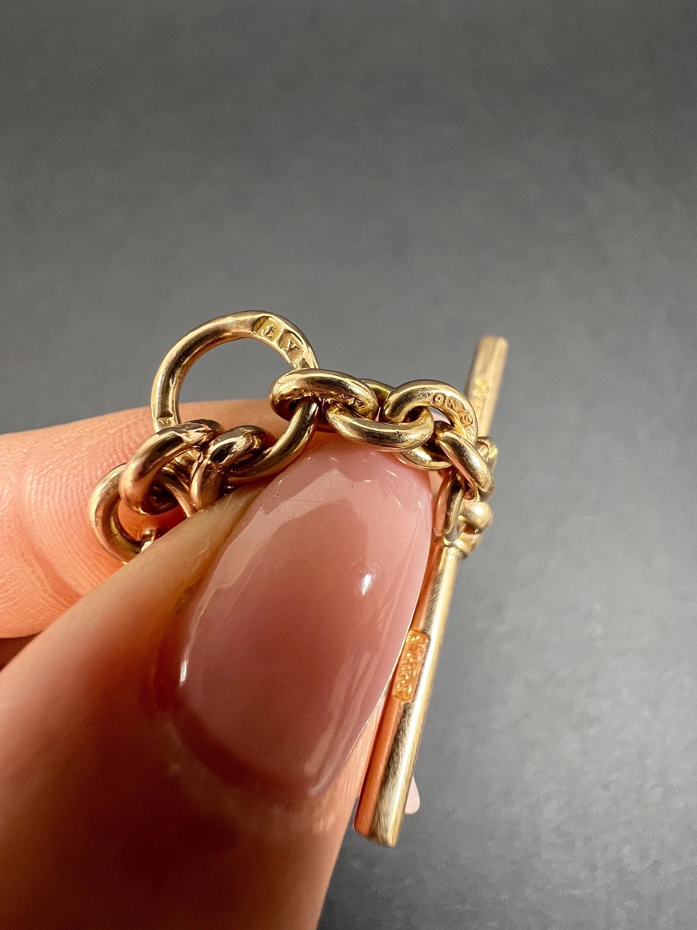 9ct Gold 17 Inch Fancy Trombone Link Albert Chain Hallmarked Birmingham 1923 In Good Condition In Brighton, GB