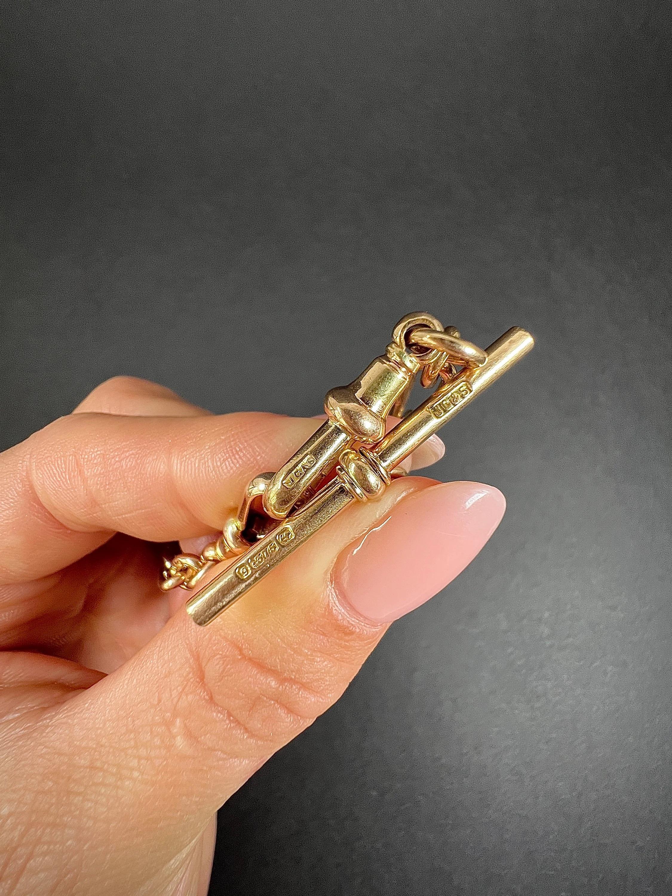 9ct Gold 17 Inch Fancy Trombone Link Albert Chain Hallmarked Birmingham 1923 1