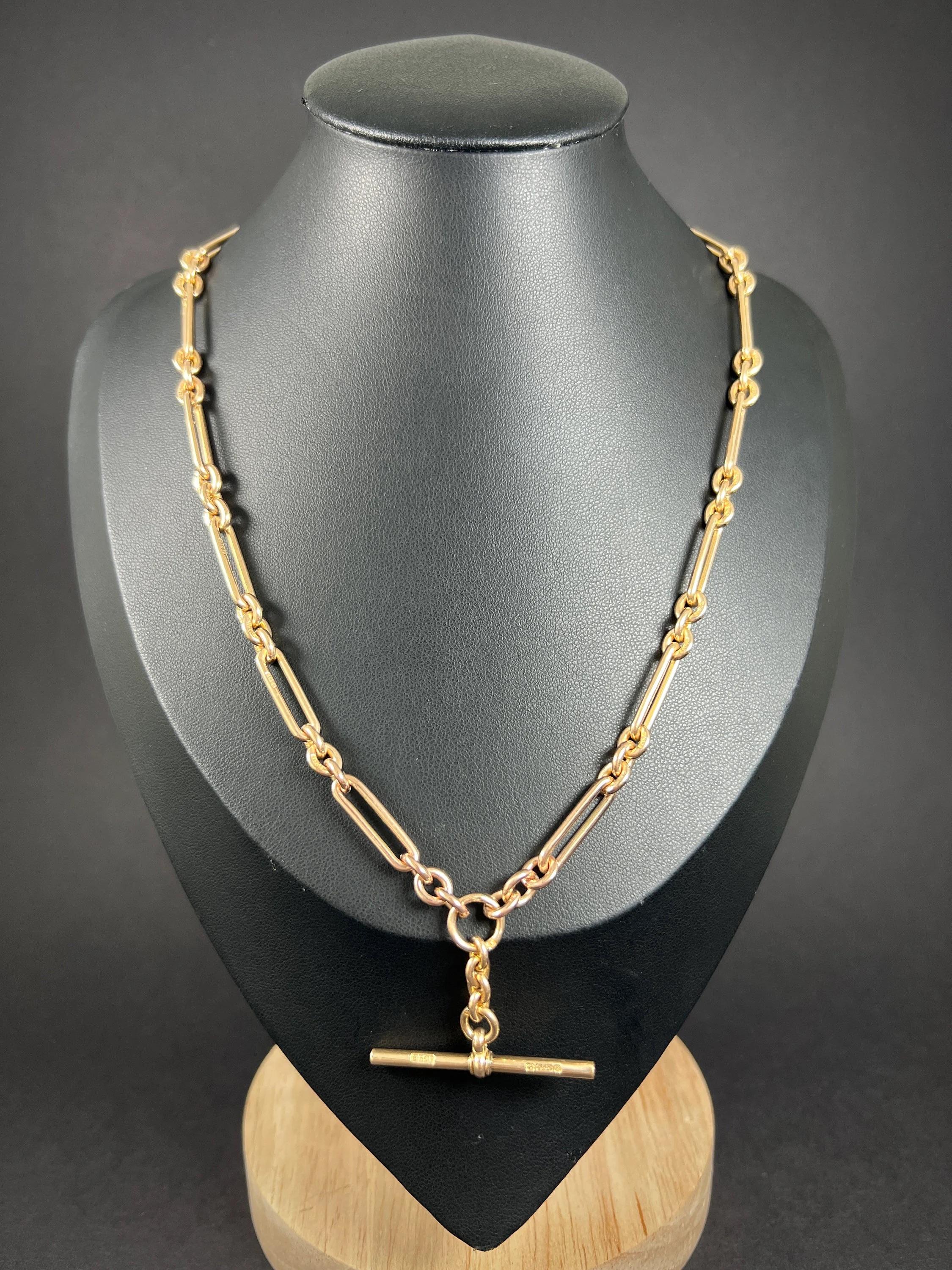 9ct Gold 17 Inch Fancy Trombone Link Albert Chain Hallmarked Birmingham 1923 5
