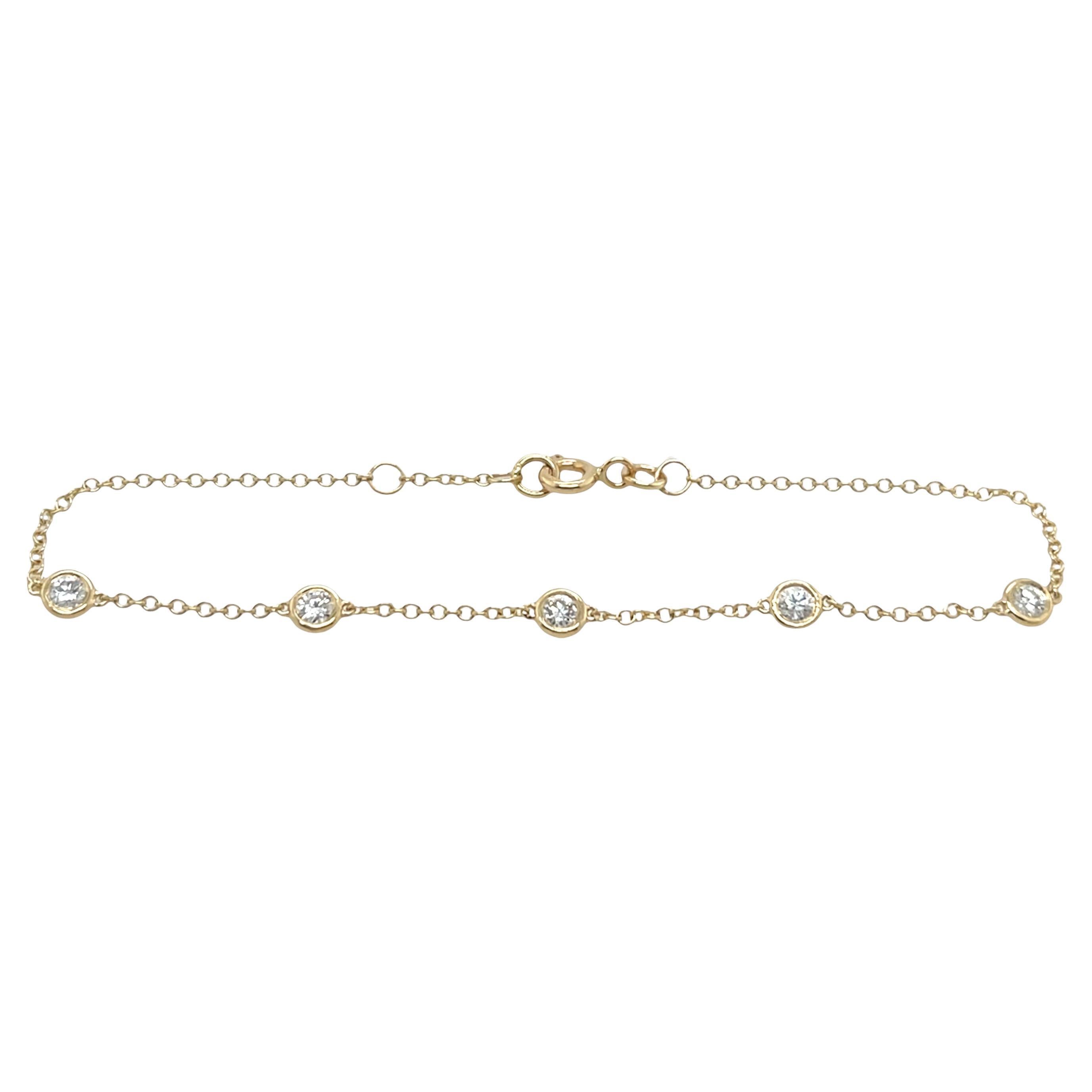 9ct Gold 5 Stone Diamond Bracelet