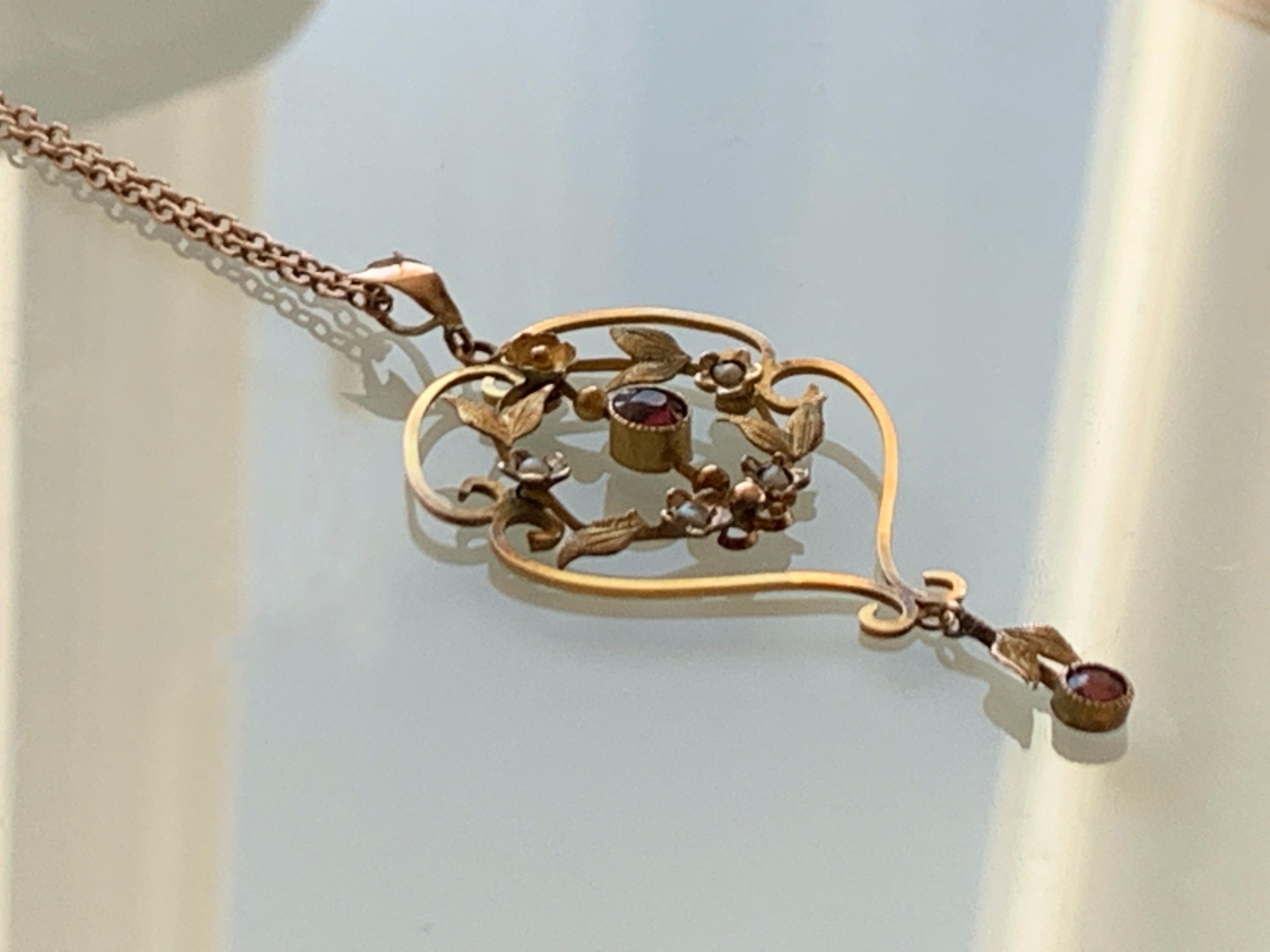 Art Nouveau 9ct Gold Antique Necklace For Sale