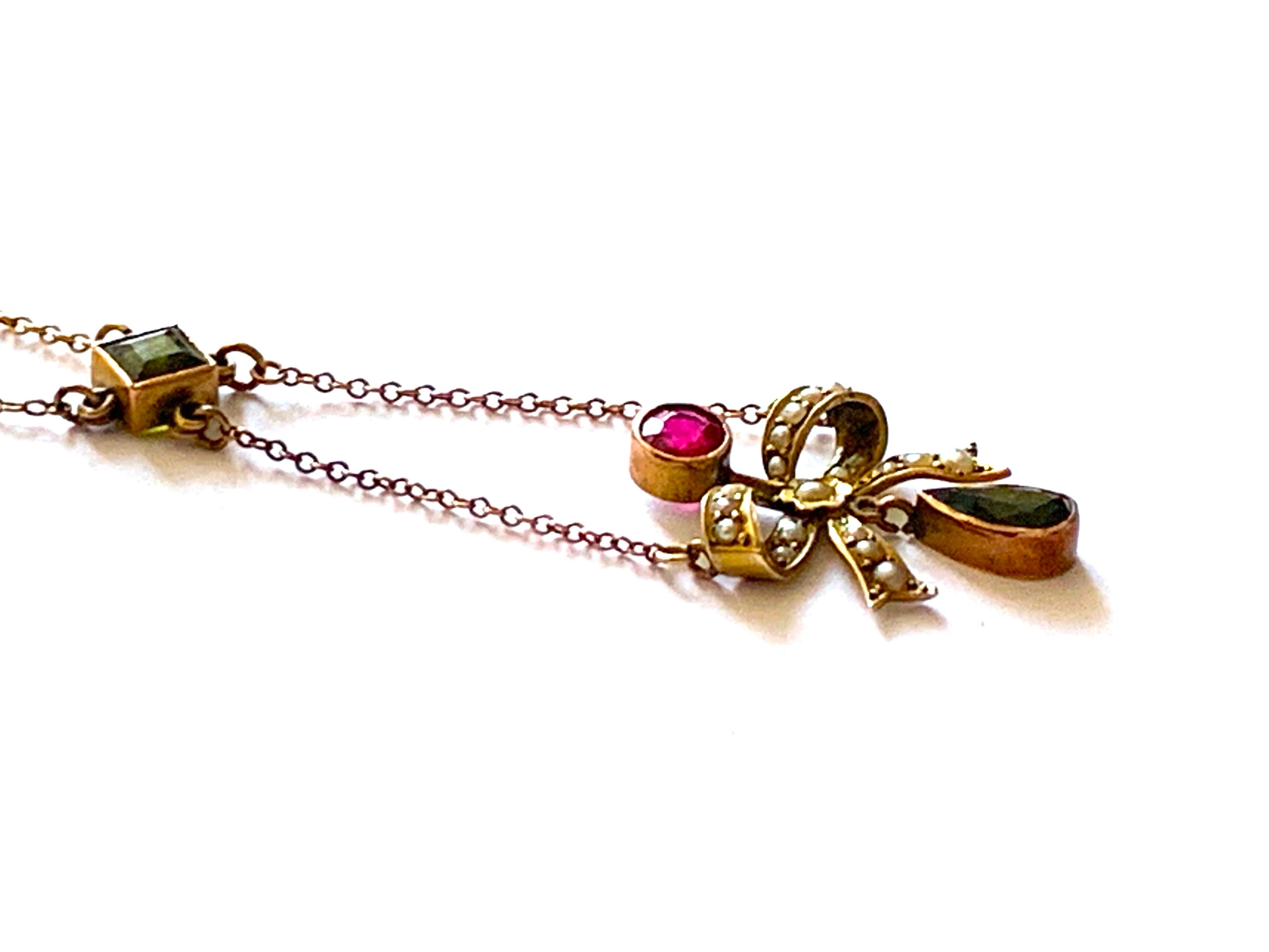 Women's 9ct Gold Antique Bow Choker Necklace
