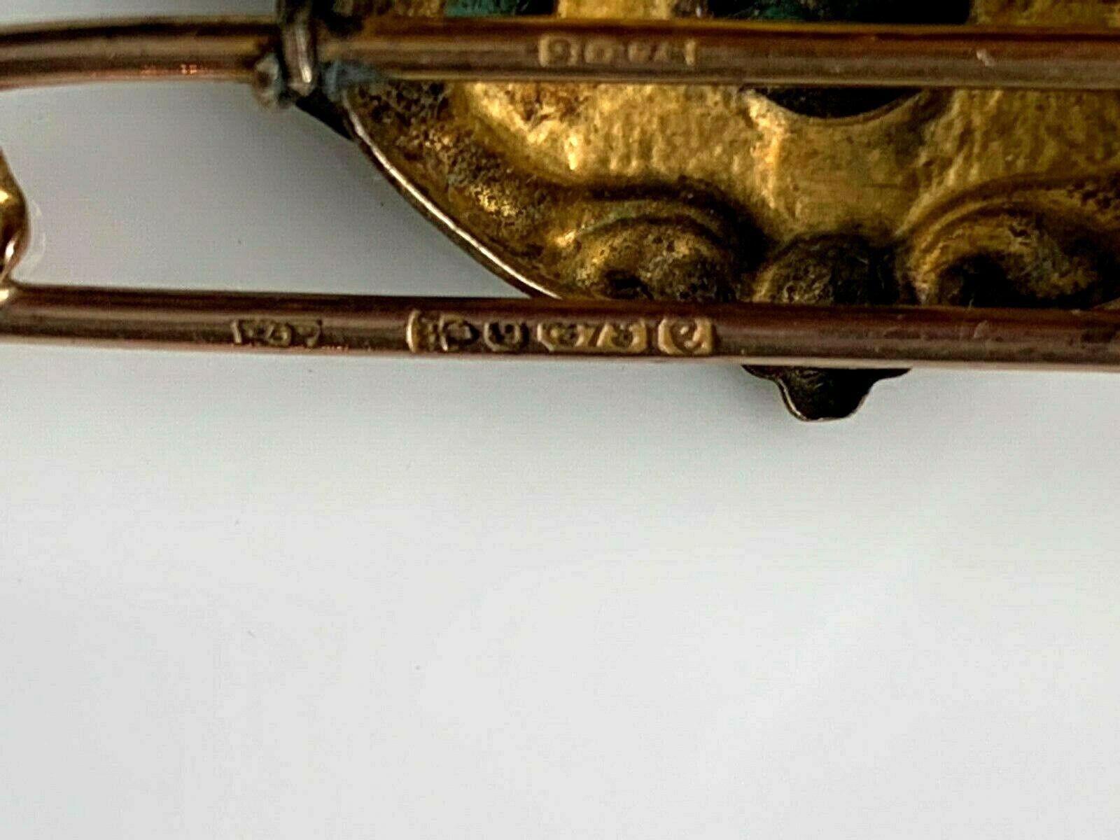 9 Karat Gold Antike georgianische Türkis Set Brosche (Georgian) im Angebot
