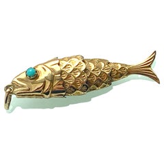 Retro 9ct Gold Articulated Fish by Italian Goldsmith UnoAErre