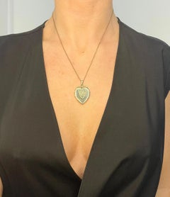 9ct Gold Back & Front Victorian Swallow Engraved Heart Locket  with Paste Stones