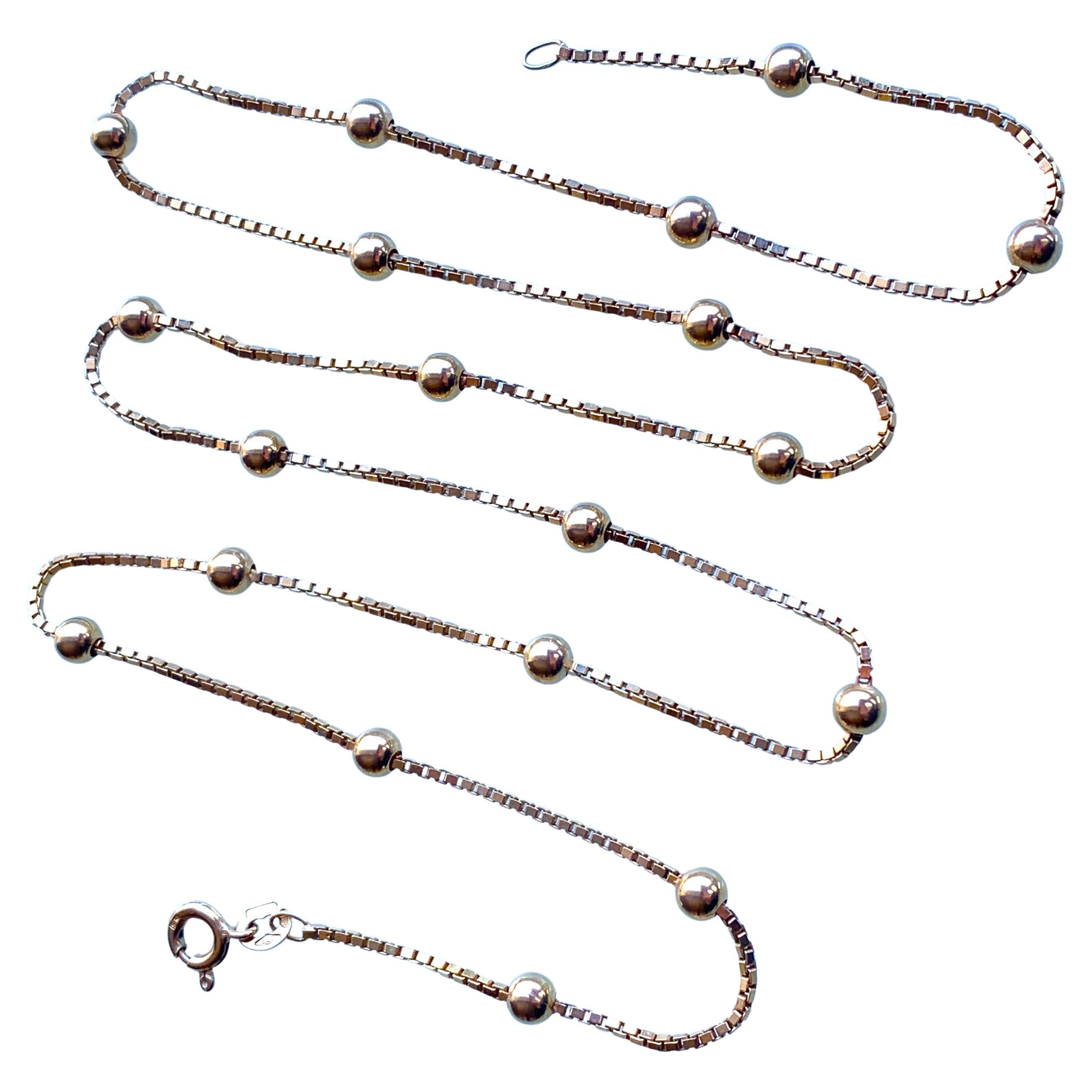 9ct Gold Ball Ball & Box 23.5" Chain 7.83g For Sale