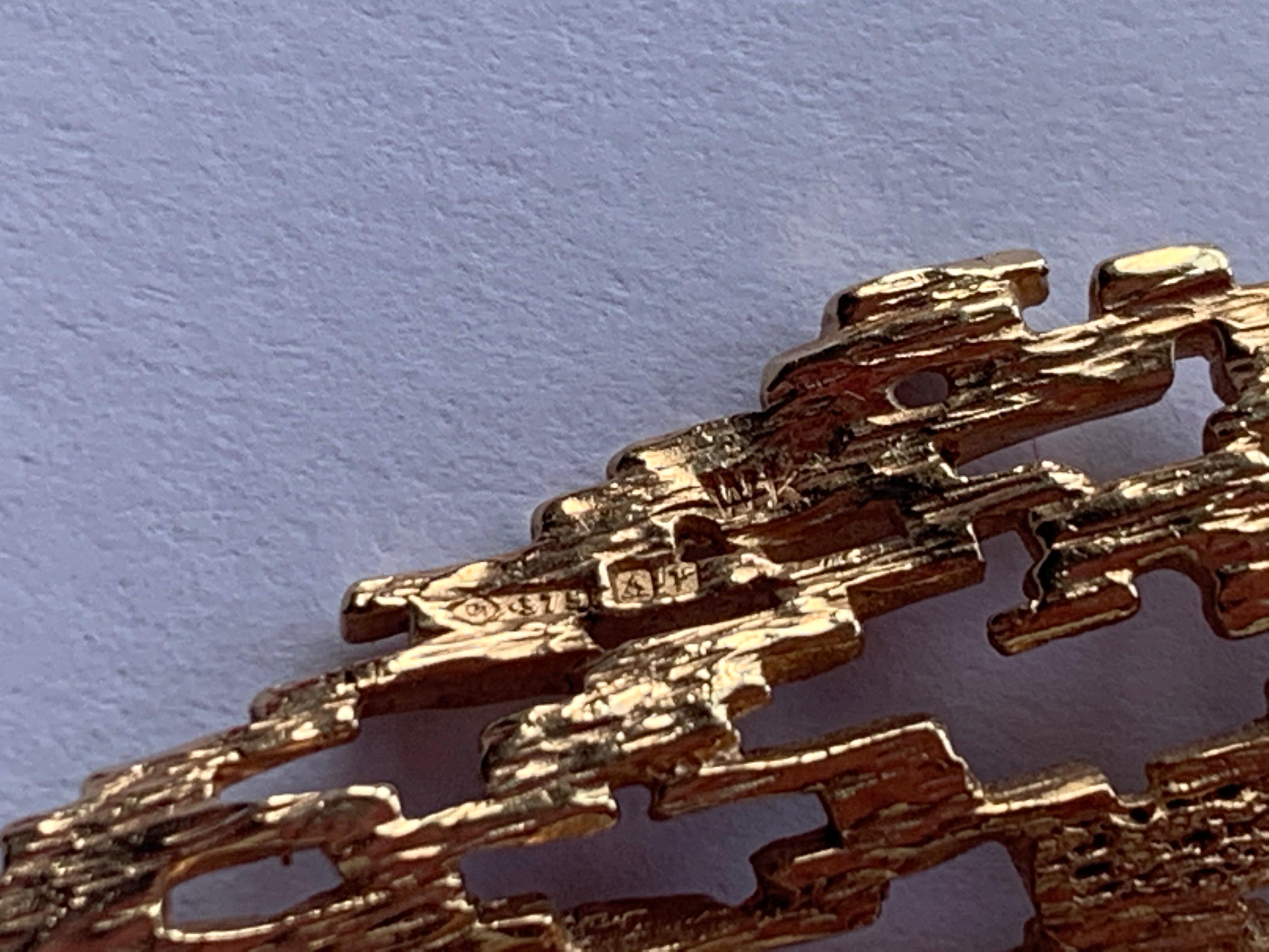 9ct Gold Brutalist Design Perle Anhänger 2