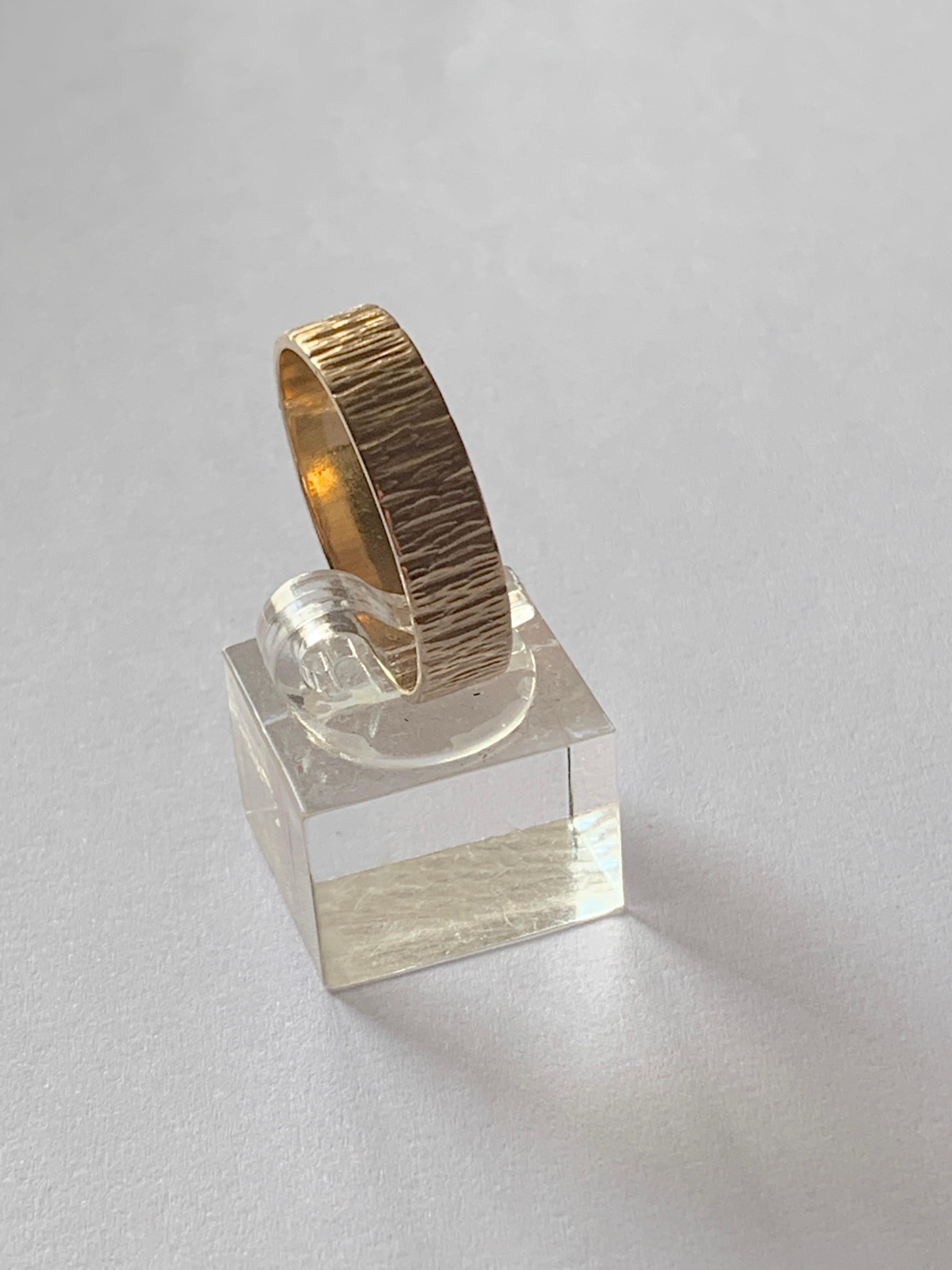 Arts and Crafts 9ct Gold Brutalist Design Vintage Wedding Band