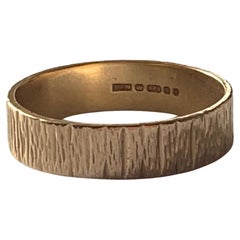 9ct Gold Brutalist Design Vintage Wedding Band