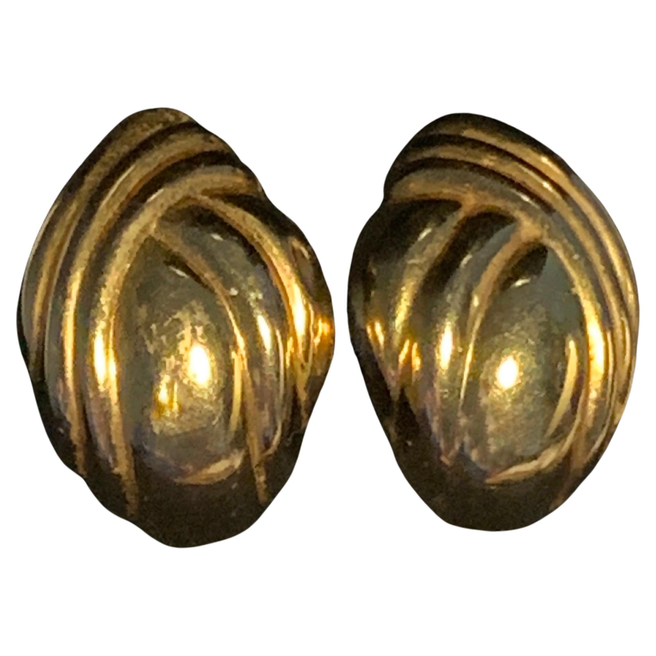 9ct Gold Chunky Earrings For Sale