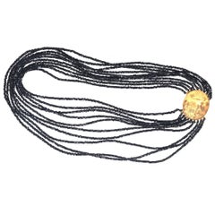 9ct Gold Clasp w/ Farm Scene & Vauxhall Glass Multi-Strand Necklace