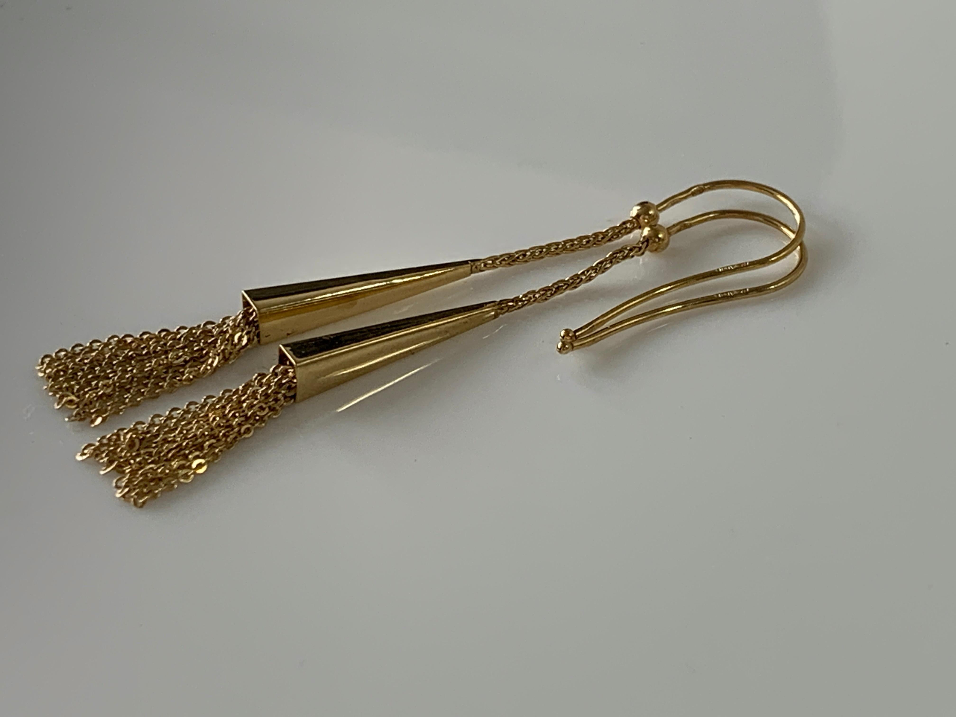 14 kt 18k 22k yellow gold dangle drop earrings hallmark stamped handmade traditional long earrings