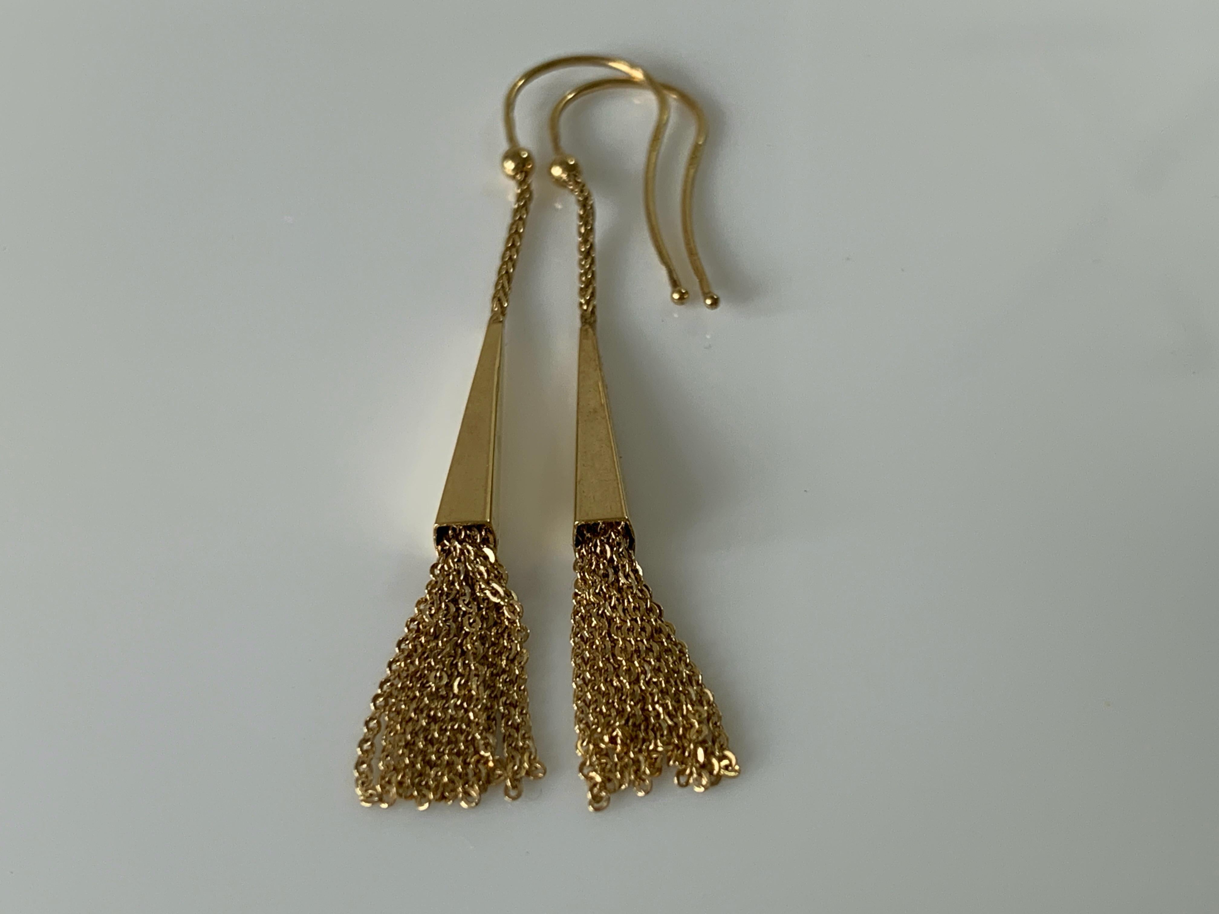 9ct Gold Chain Earrings For Sale 2