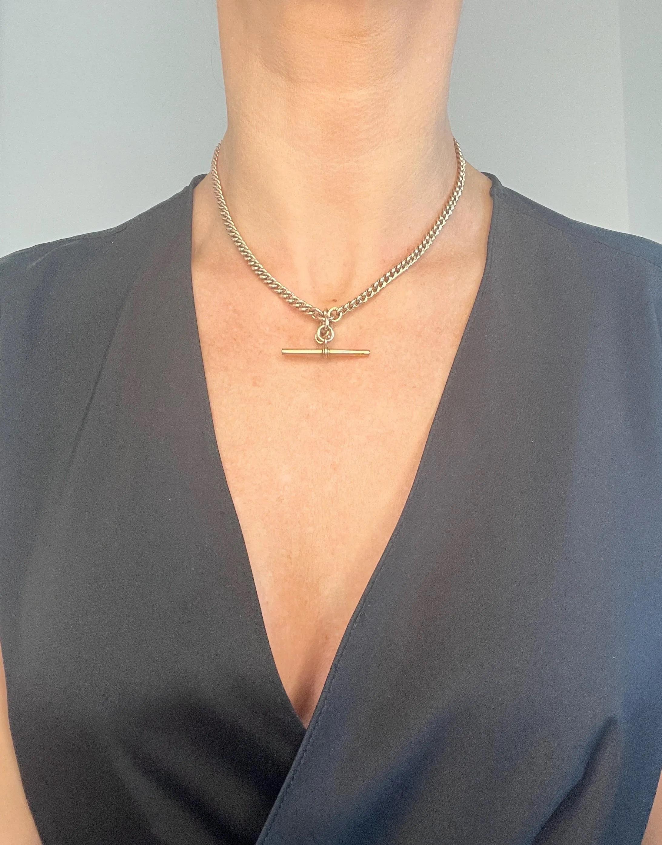 9ct Gold Edwardian 15 3/4 Inch Curb Link Albert Chain Hallmarked Birmingham 1900 For Sale 7