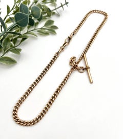 Chaîne en or 9ct Edwardian 15 3/4 Inch Curb Link Albert Chain Hallmarked Birmingham 1900