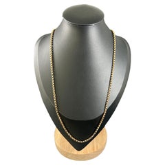 9ct Gold Edwardian 20 Inch Round Faceted Belcher Link Chain with Barrel Clasp