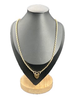 9ct Gold Edwardian 21 Inch Oval Faceted Belcher Chain with Heart Padlock Clasp