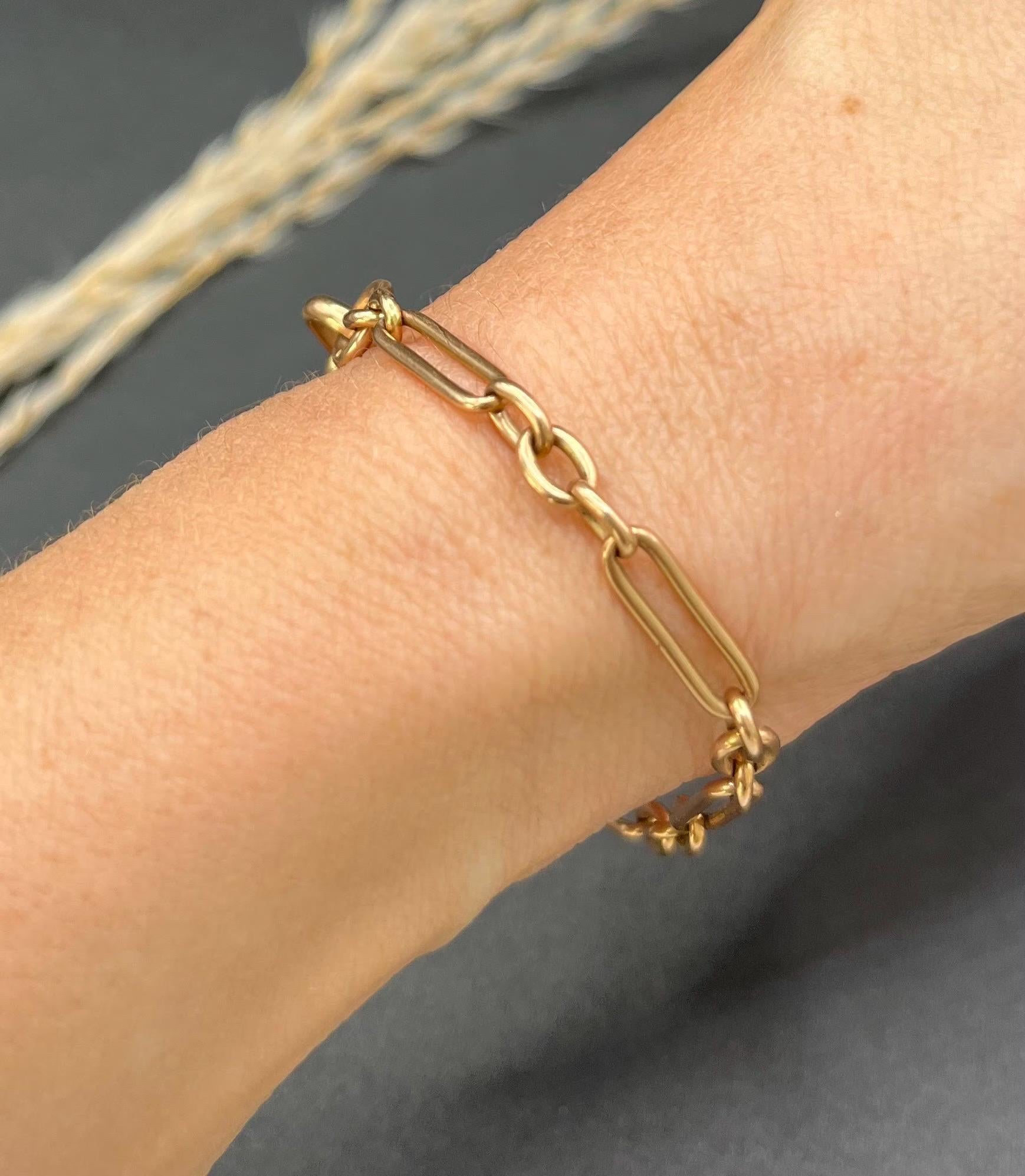 9ct Gold Edwardian Büroklammer Link Kette Extender / Armband mit Swivel Clasp im Angebot 6