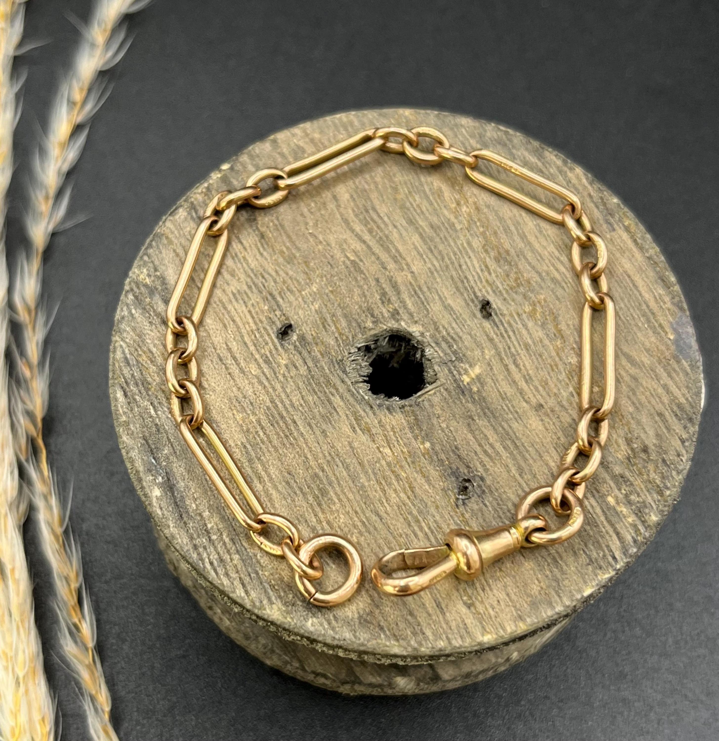 9ct Gold Edwardian Büroklammer Link Kette Extender / Armband mit Swivel Clasp im Angebot 2