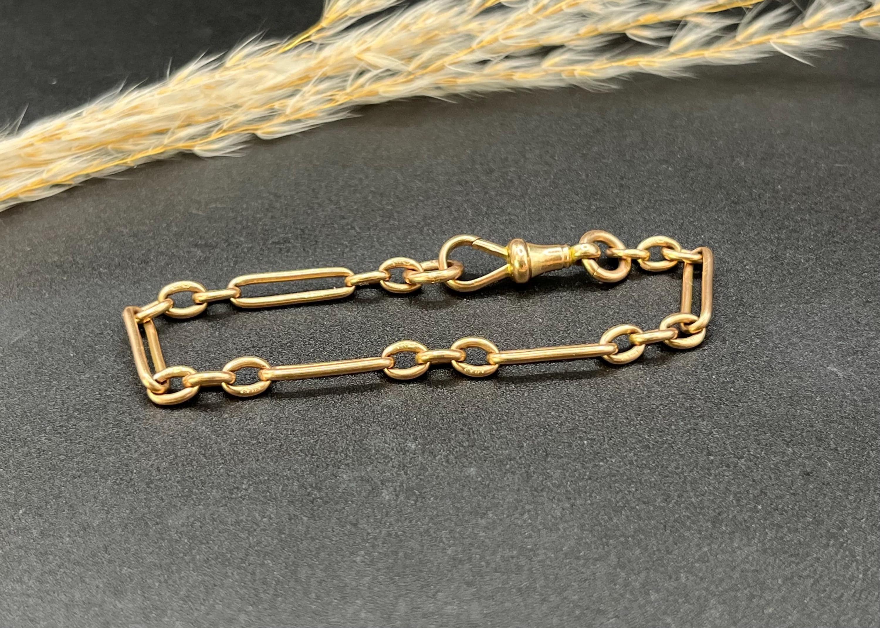 9ct Gold Edwardian Büroklammer Link Kette Extender / Armband mit Swivel Clasp im Angebot 4