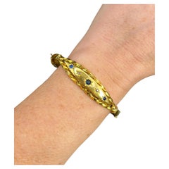 9ct Gold, Edwardian Star Set Sapphire and Diamond Bangle Hallmarked Chester 1907