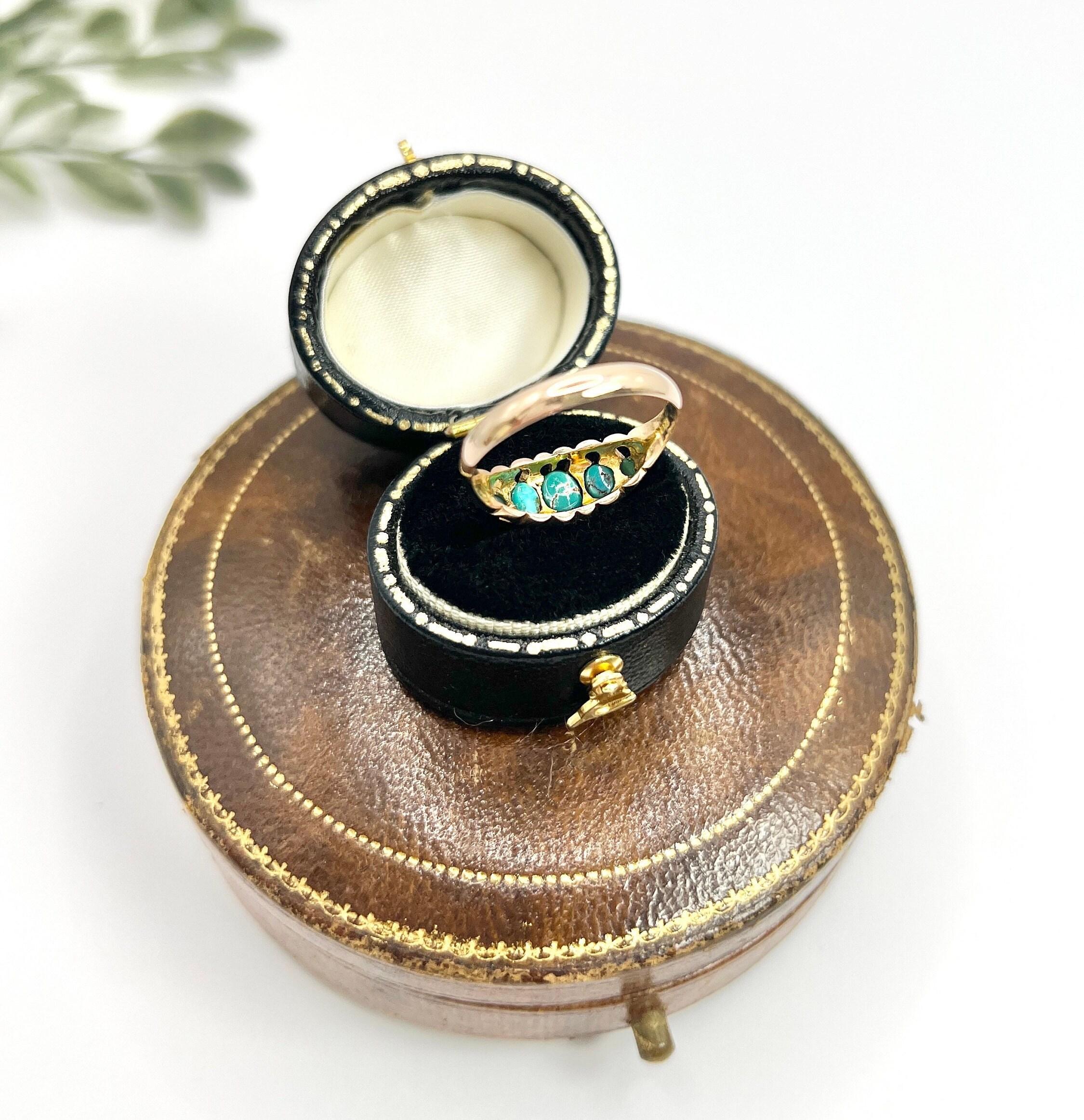 9ct Gold Edwardian Turquoise Five Stone Band Ring Hallmarked Birmingham 1907 For Sale 5