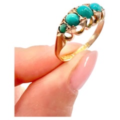 9ct Gold Edwardian Turquoise Five Stone Band Ring Hallmarked Birmingham 1907