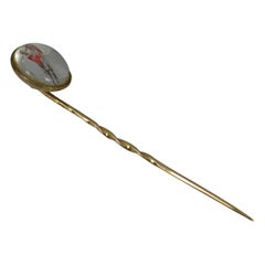 9ct Gold Enamel Essex Crystal Golfing Golfer Stick Tie Pin
