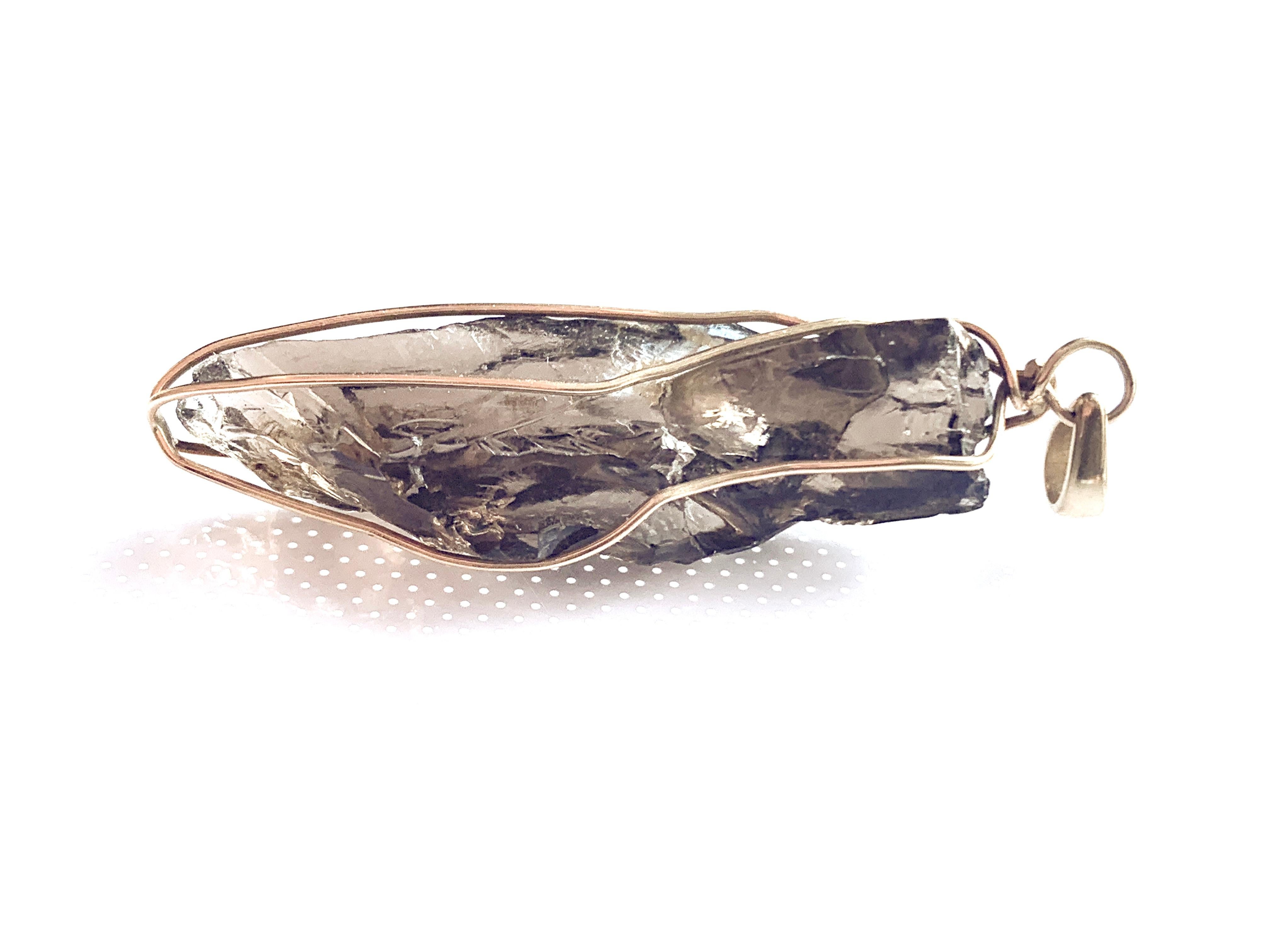 9ct Gold encaged Large Smokey Quartz Pendant  In Good Condition For Sale In London, GB