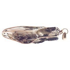 Ciondolo grande in quarzo fumé incastonato in oro 9ct
