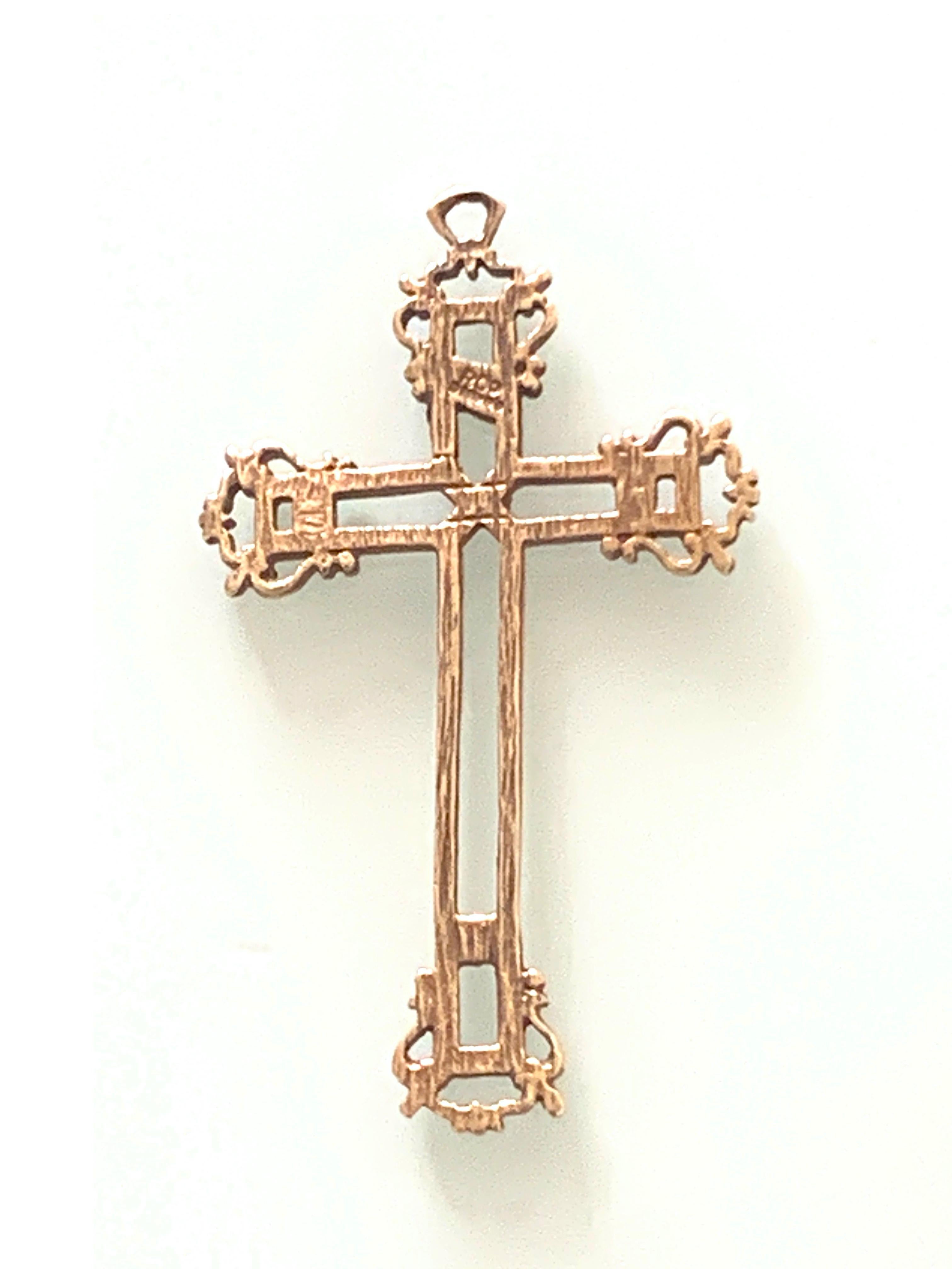 Baroque 9 Carat Gold Extra Large Cross For Sale