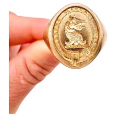 9ct Gold Griffin "Pro Patria Amore" Oval Siegelring gepunzt Birmingham