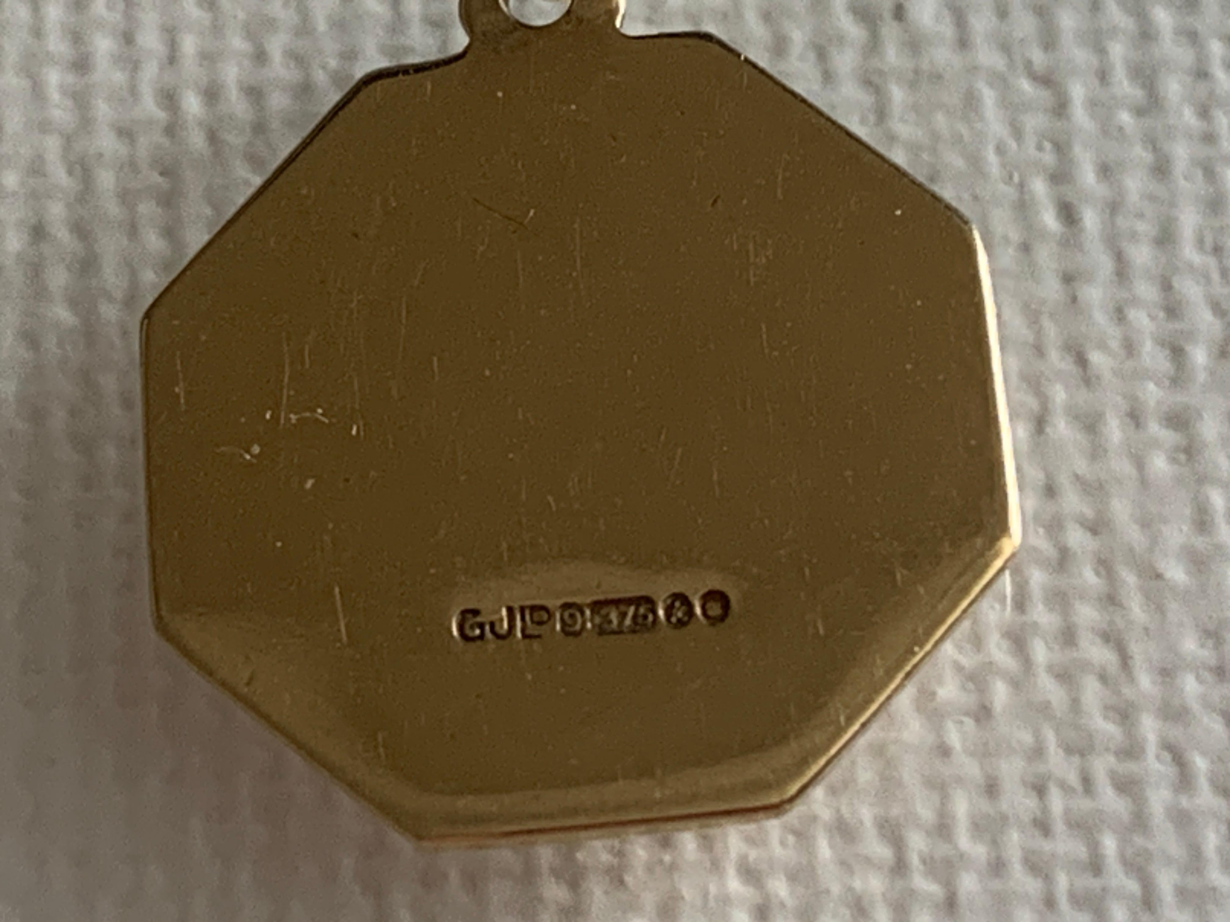 9ct Gold Hexagon St. Christopher Pendant For Sale 1