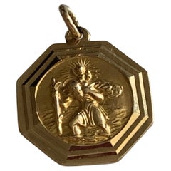 9ct Gold Hexagon St. Christopher Pendant